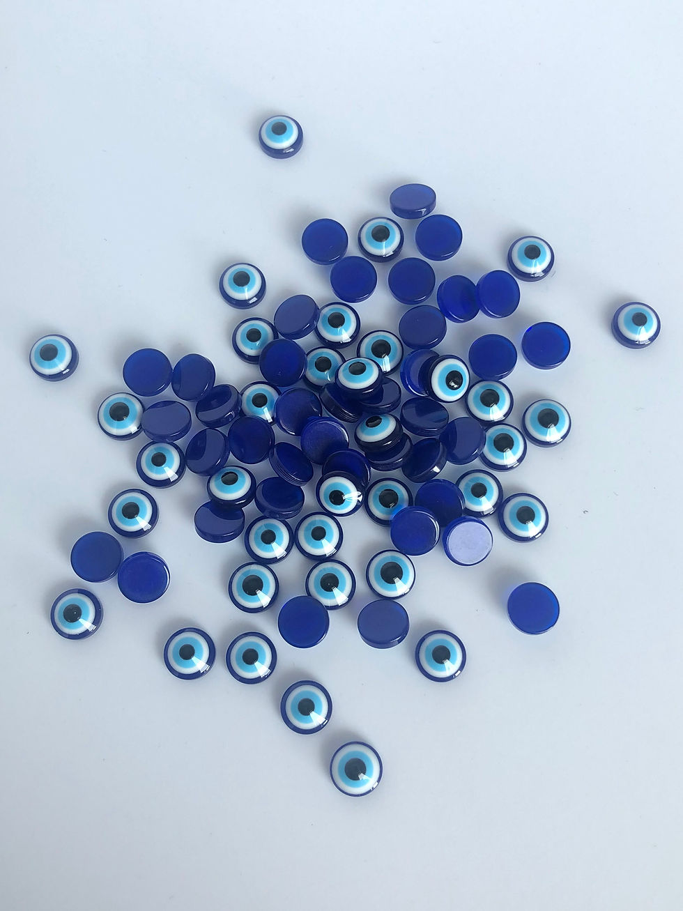 Thumbnail: Blue Evil Eye Resin Round Flatback Beads For Crafts Projects 6mm/8mm 50Pcs