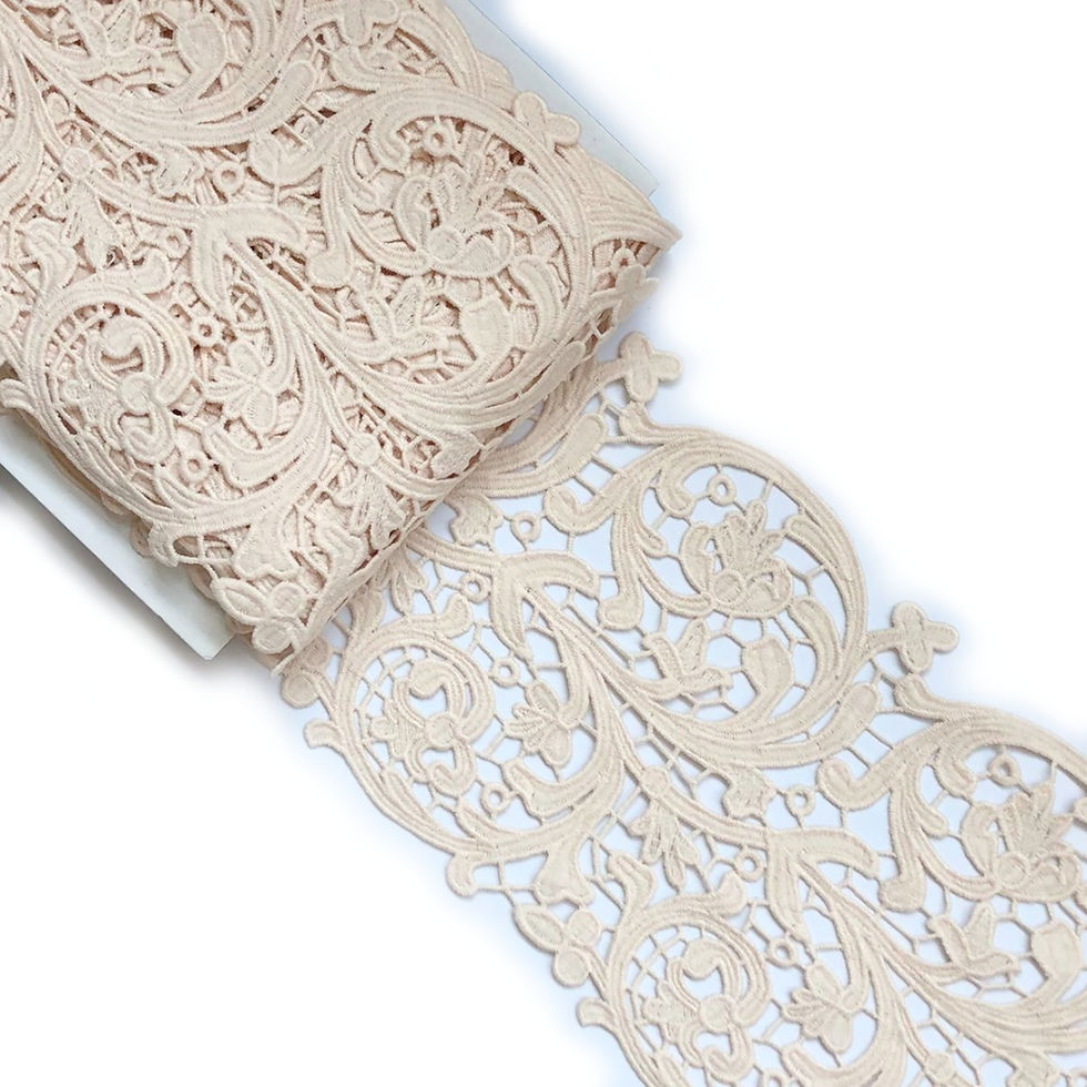 Beige color guipure border lace