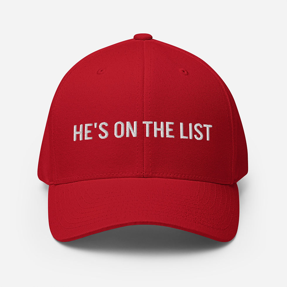 Thumbnail: HE'S ON THE LIST - Embroidered Red Structured Twill Cap