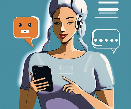 Lady engaging with Intelligent Bot on her Mobile Device