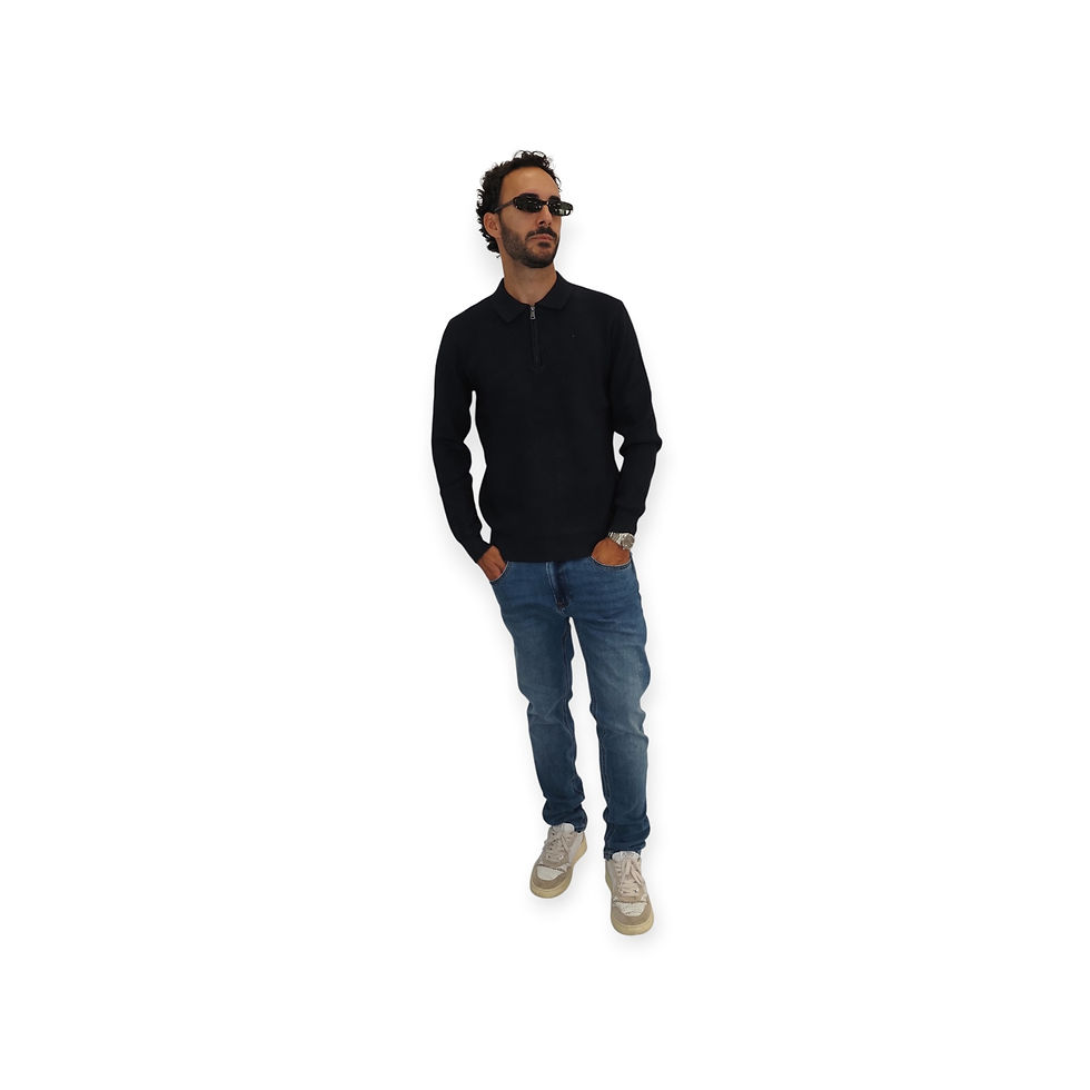 Miniatura: Maglione con zip Blu