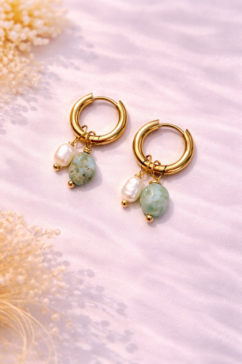 Terra Amazonite pearl Hoops