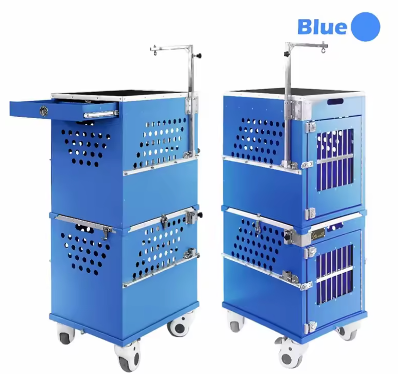 Thumbnail: Non-Folding Aluminum Four-Wheel, Two-Berth Dog Show Trolley with Grooming Arm