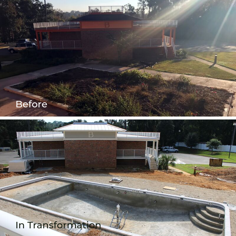 Before & Under Construction Pool of 7 Hill Suites