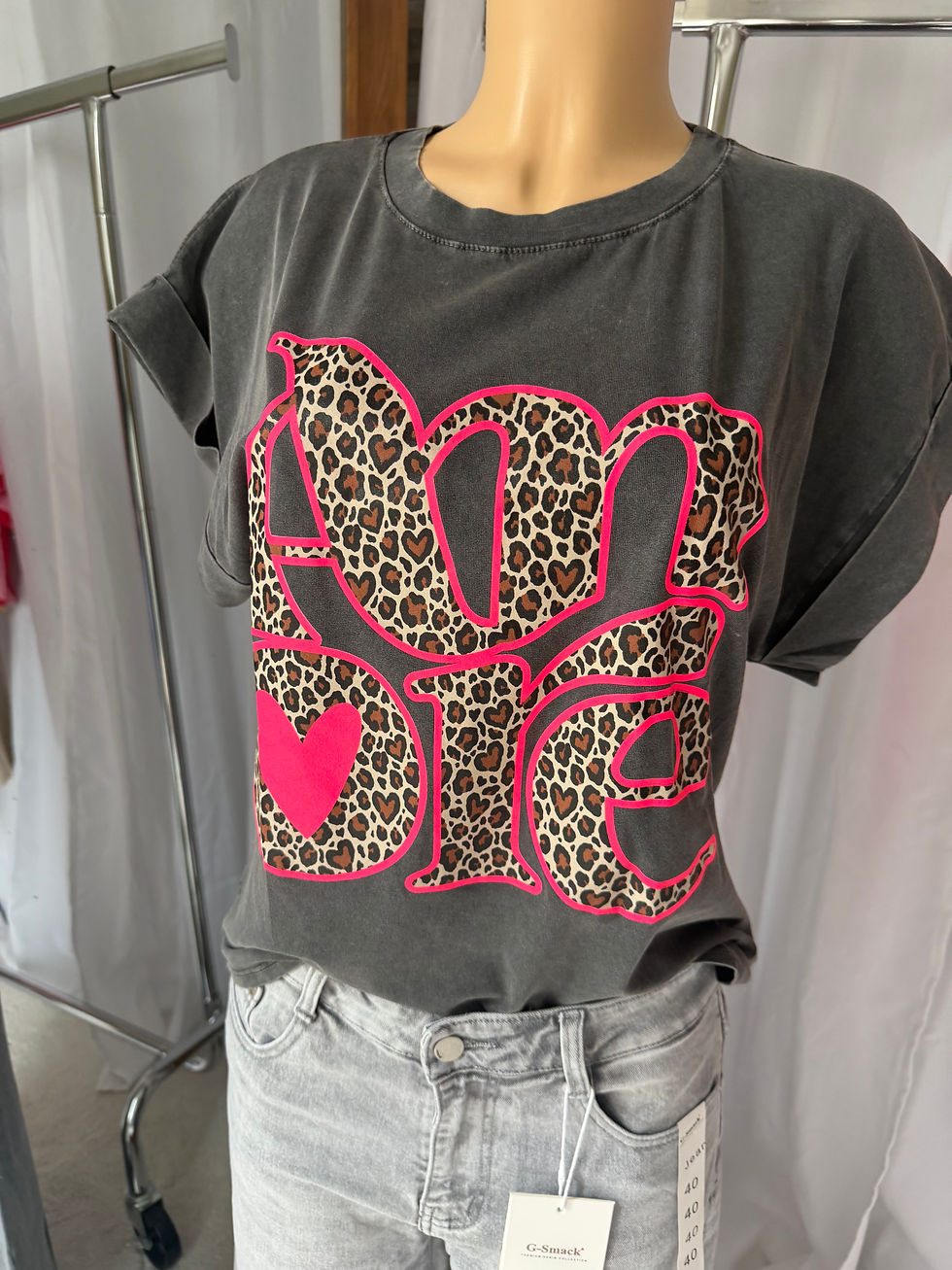 Miniature : T-shirt amore léopard gris 