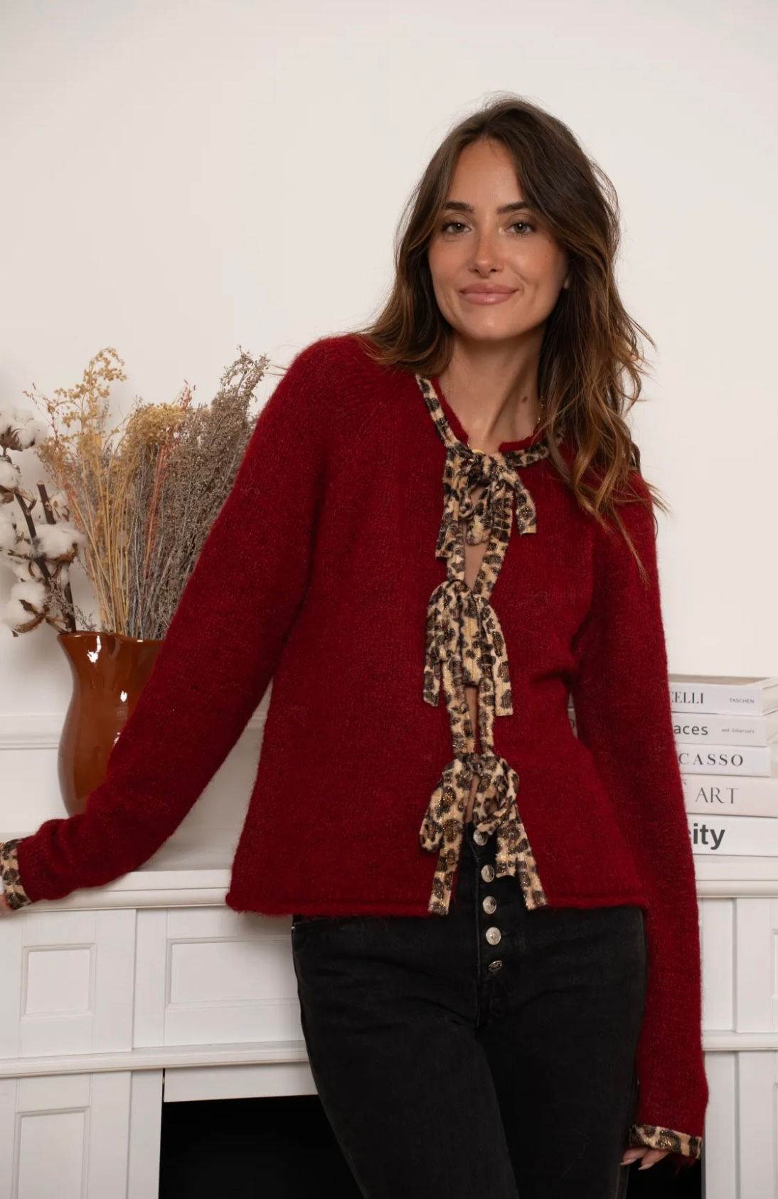 Gilet bordeaux léopard 