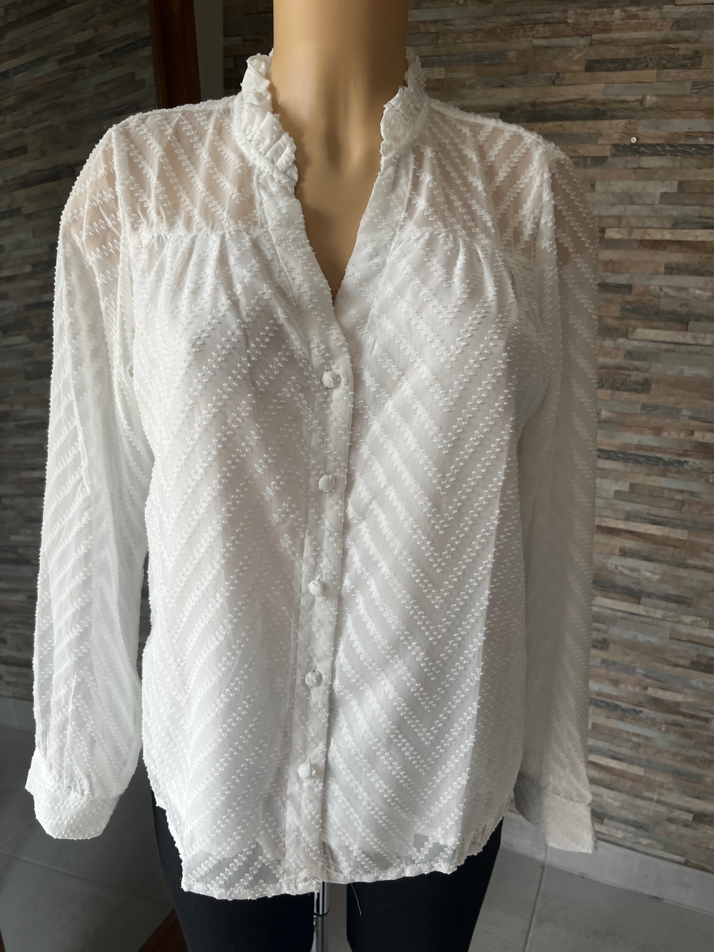 Chemise blouse plumetis blanche 