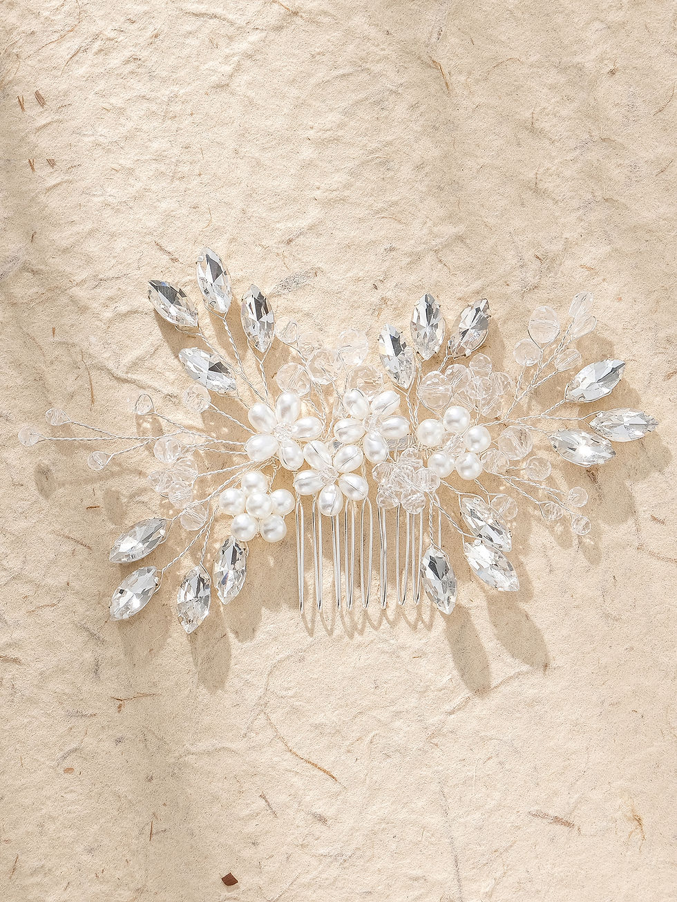 Miniatura: Pente/Presilha de cabelo com flores de cristal e strass 