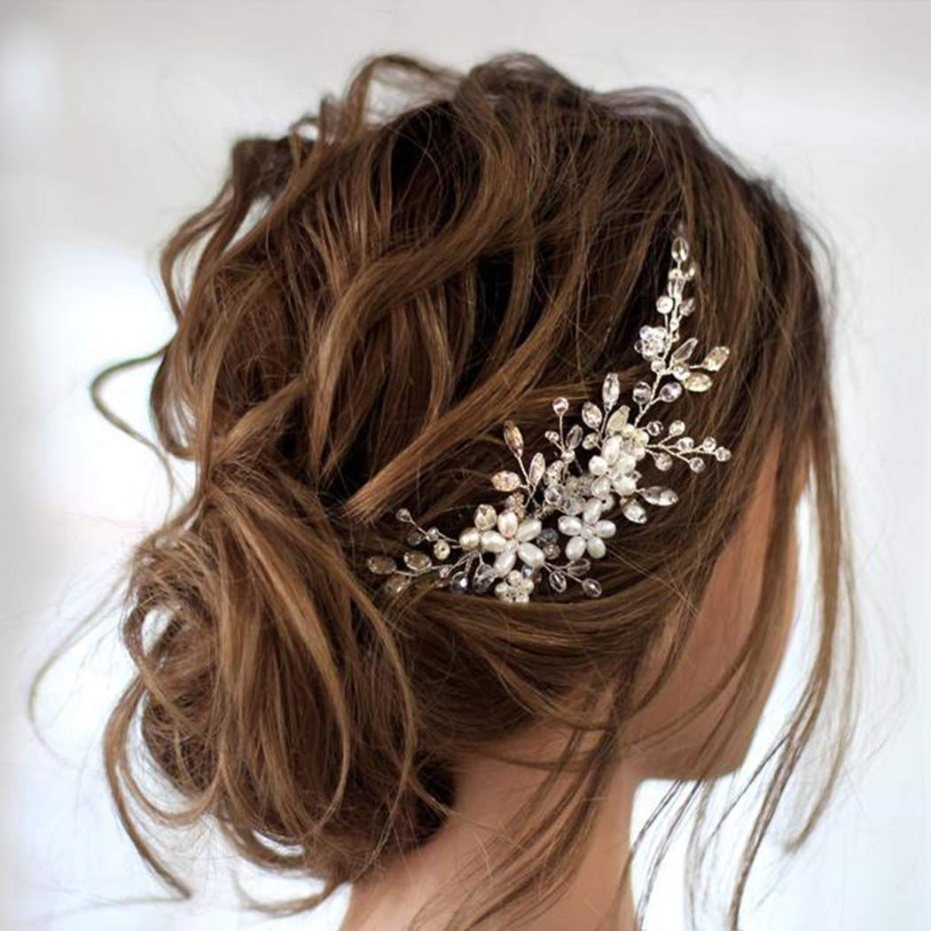 Pente/Presilha de cabelo com flores de cristal e strass