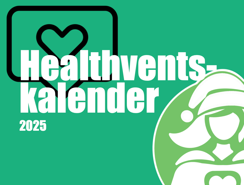 Grafik mit grünem Hintergrund und dem Titel „Healthventskalender 2025“. Links ist ein Icon mit einem Herz in einer Sprechblase zu sehen, rechts das stilisierte HelpingHero.app-Maskottchen Hygeia im Adventsdesign. Die Grafik kündigt den diesjährigen Healthventskalender an mit täglichen Health Facts, Gewinnspielen und Gesundheitswissen für die HelpingHero.app-Community.