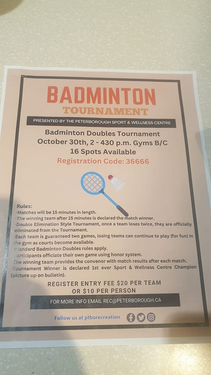 Wellness Centre: Badminton Tournament
