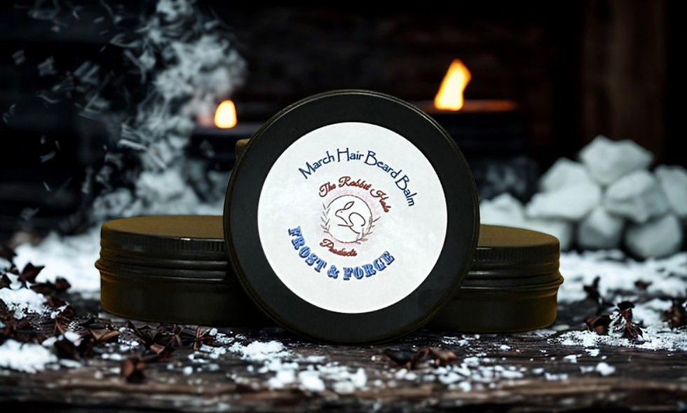 Thumbnail: Handmade beard balm in black metal tin with natural conditioning ingredients for beard grooming and styling.
