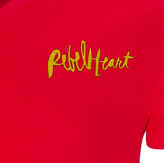 Thumbnail: Madonna "Rebel Heart" Super Deluxe Embroidered V-Neck T-Shirt (Red)