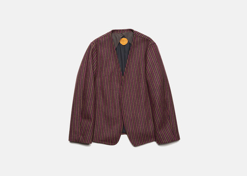 BLACKBIRD / layered coat-stripe- | whitealbum