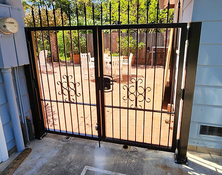 custom designed and fabricated pool gate powder coated steel