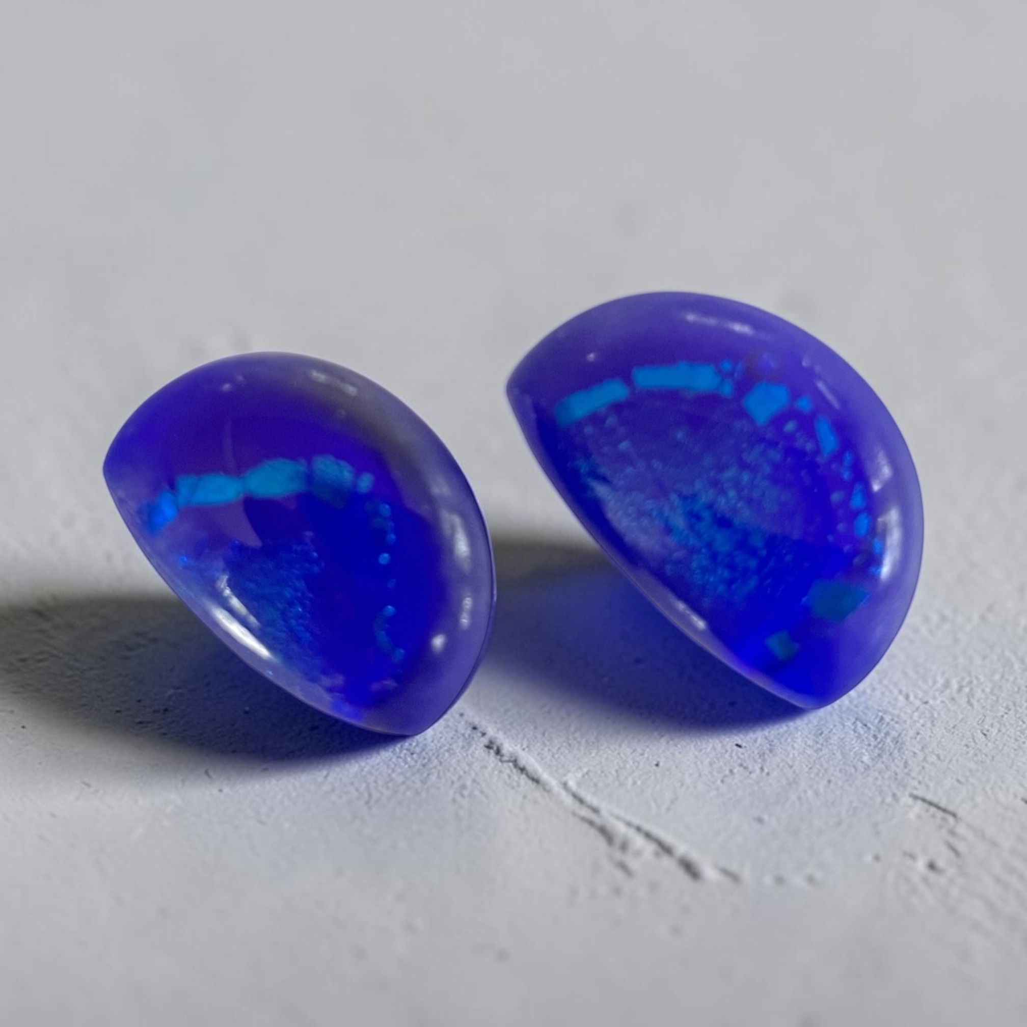 Earrings Bright Blue Fused Glass
