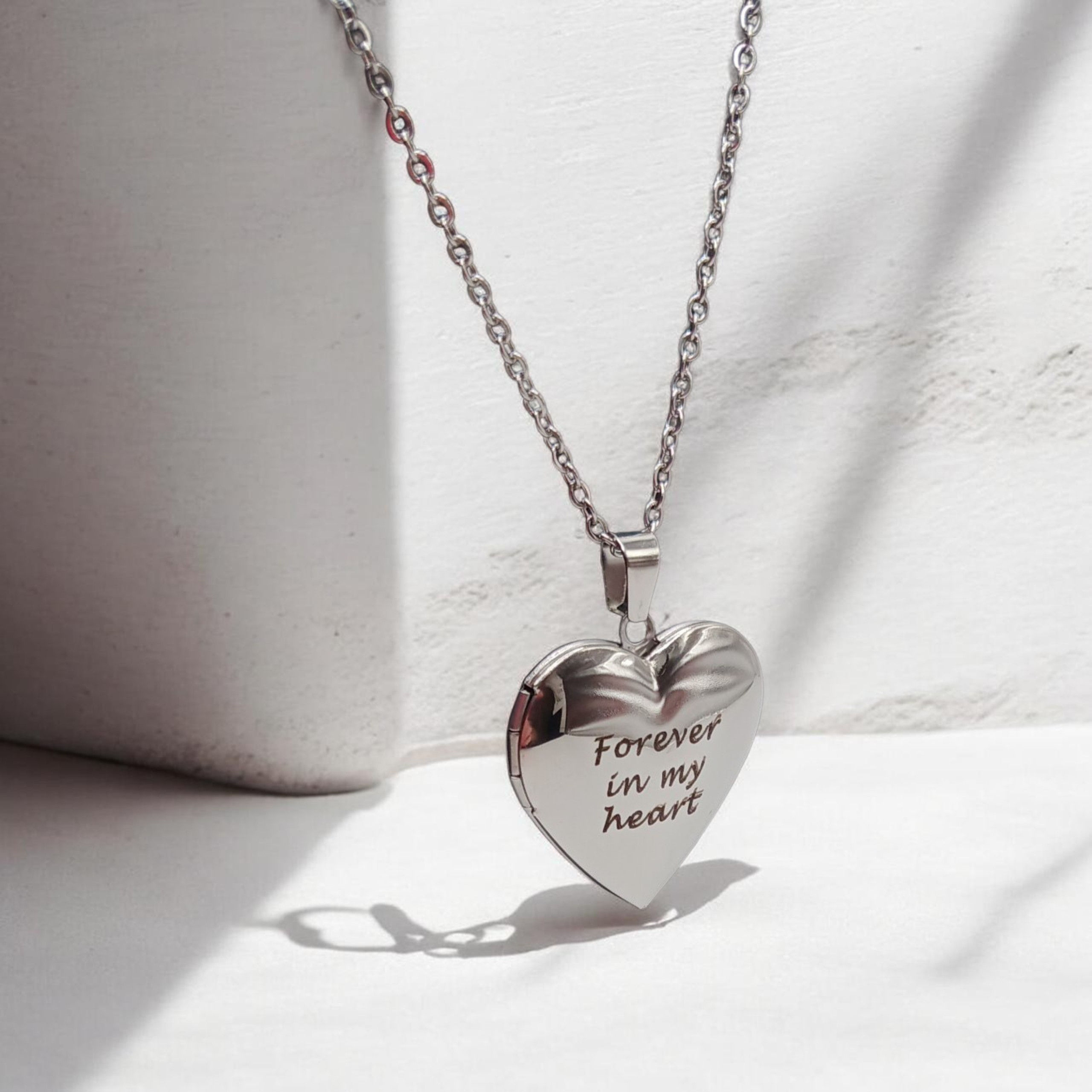 Necklace with Heart Locket " Forever in my heart"