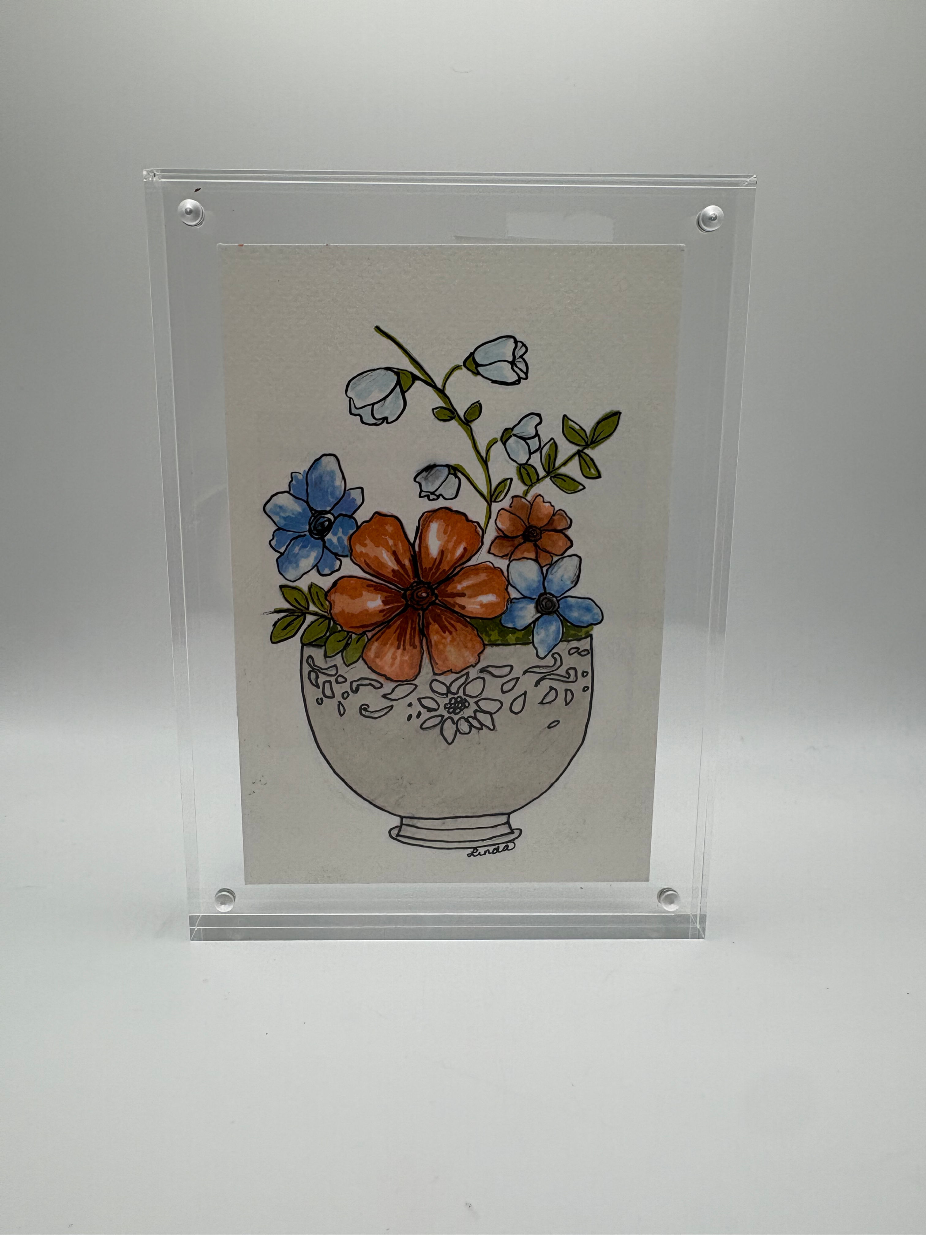 Painted Flowers in Pot