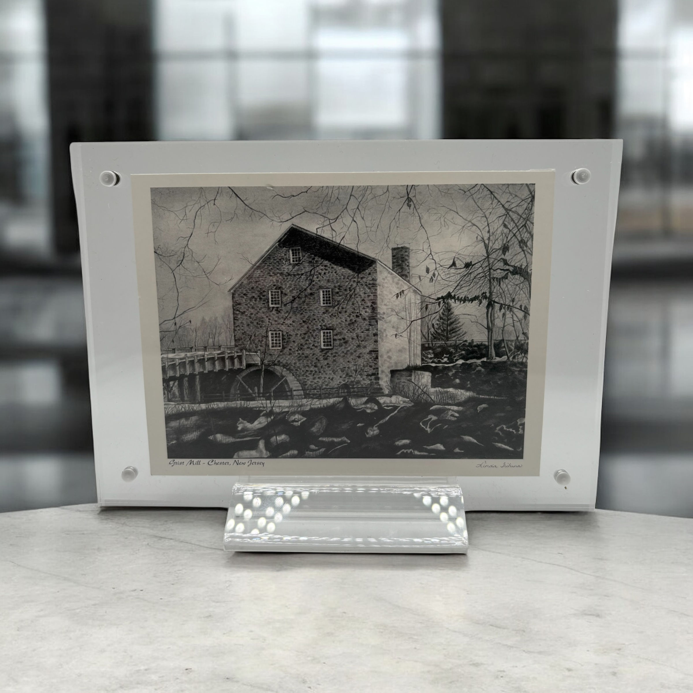 Framed Chester Gristmill  5x7 Acrylic
