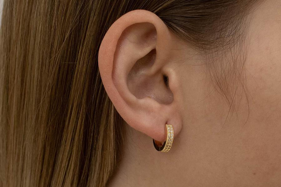 Brinco Argola Dourada com Zircônias