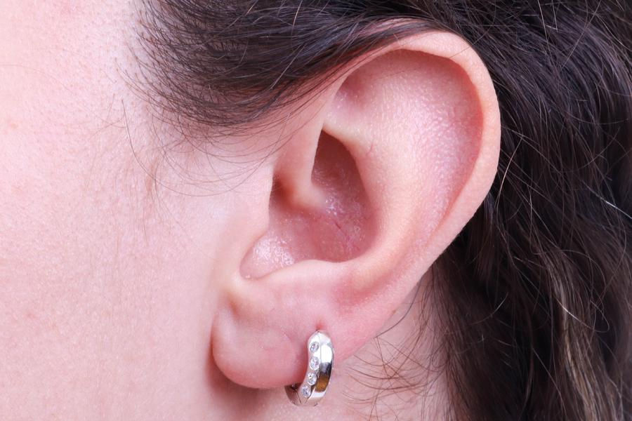 Brinco Argola Prateada com Zircônias