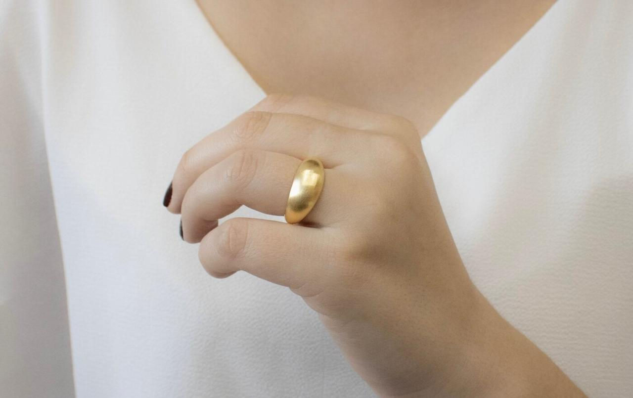 Anel Domo Liso Dourado