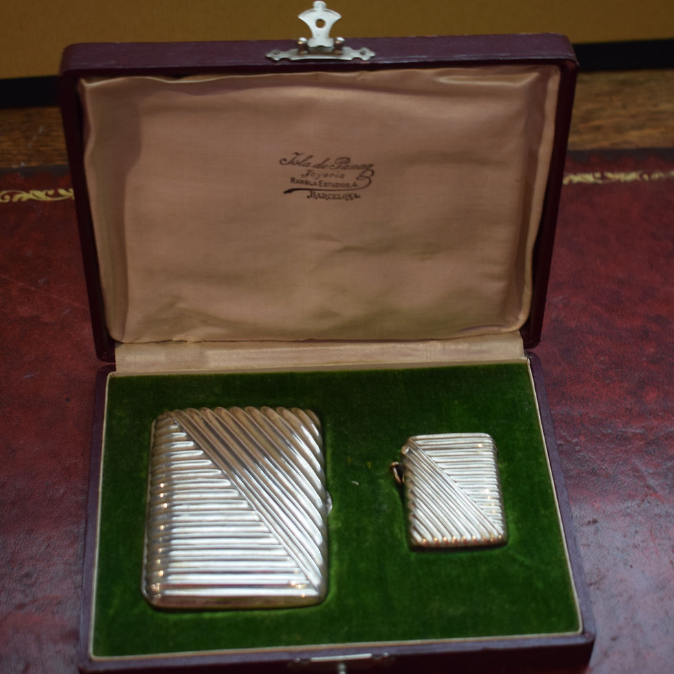 Thumbnail: Spanish Silver Plated Piece Cigarette Holder & Vesta Box. Barcelona
