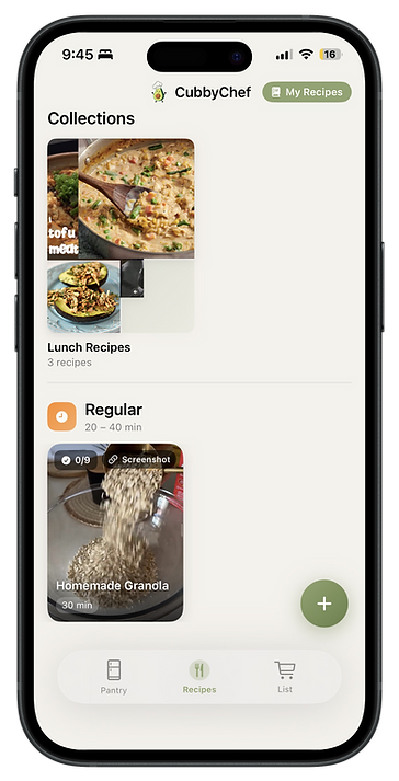 App imported recipes tab