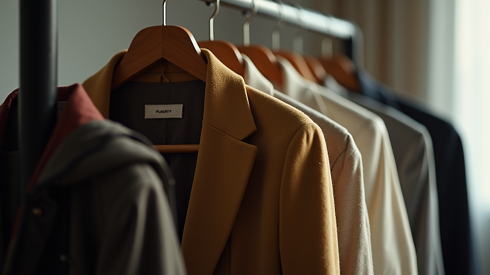 Close-up of a stylish vintage jacket hanging on a hanger