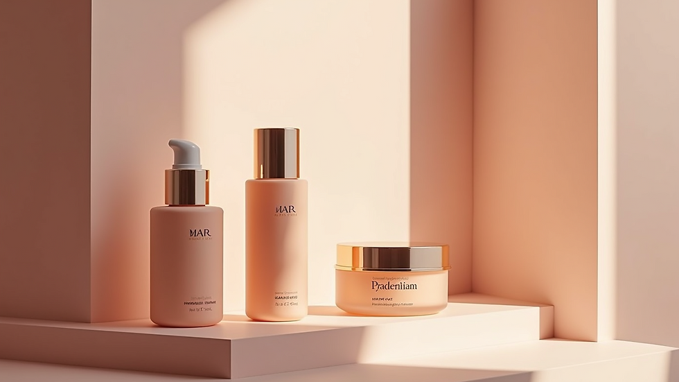 High angle view of a beautiful skincare product display