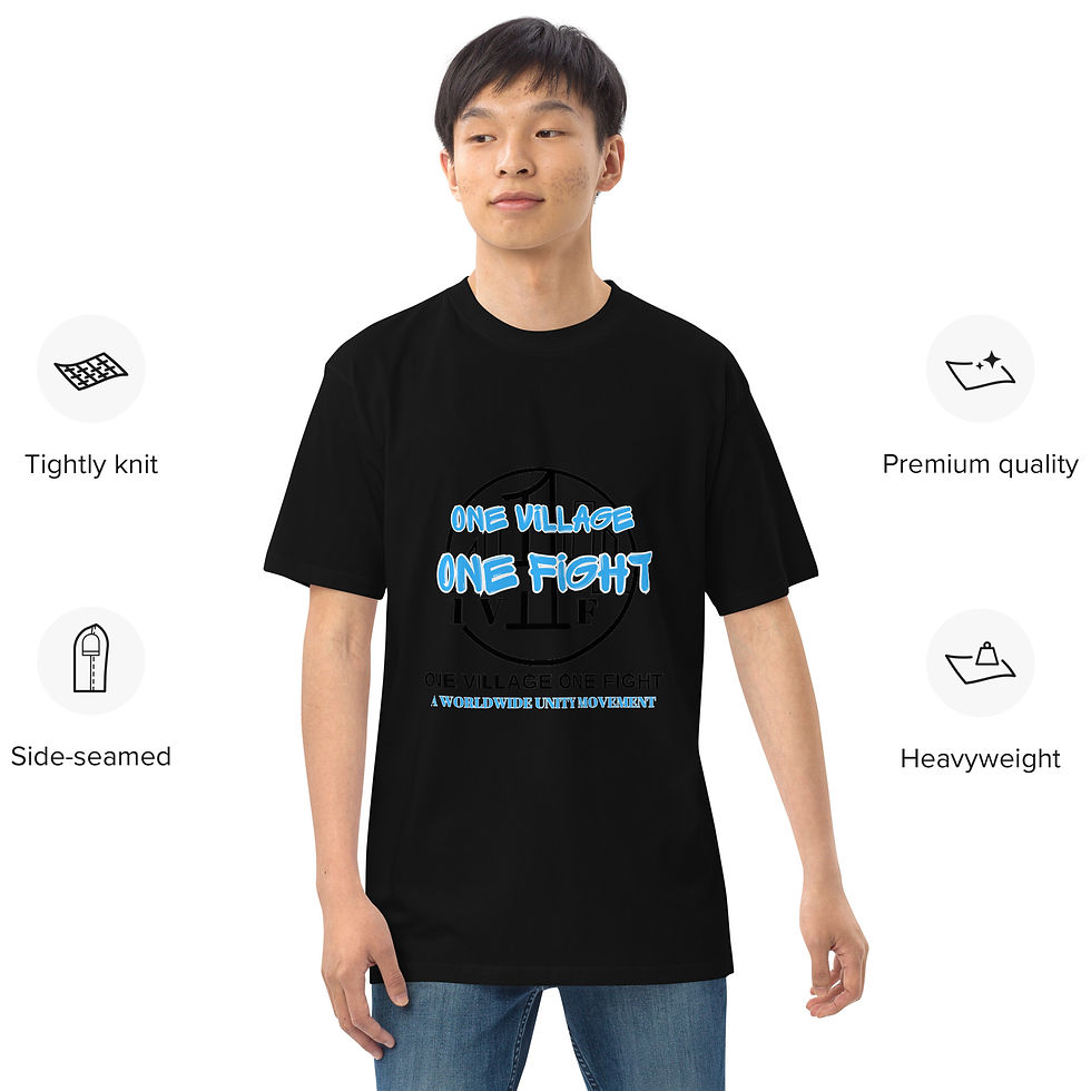 Thumbnail: Sky Blue One Village One Fight Men’s premium heavyweight tee