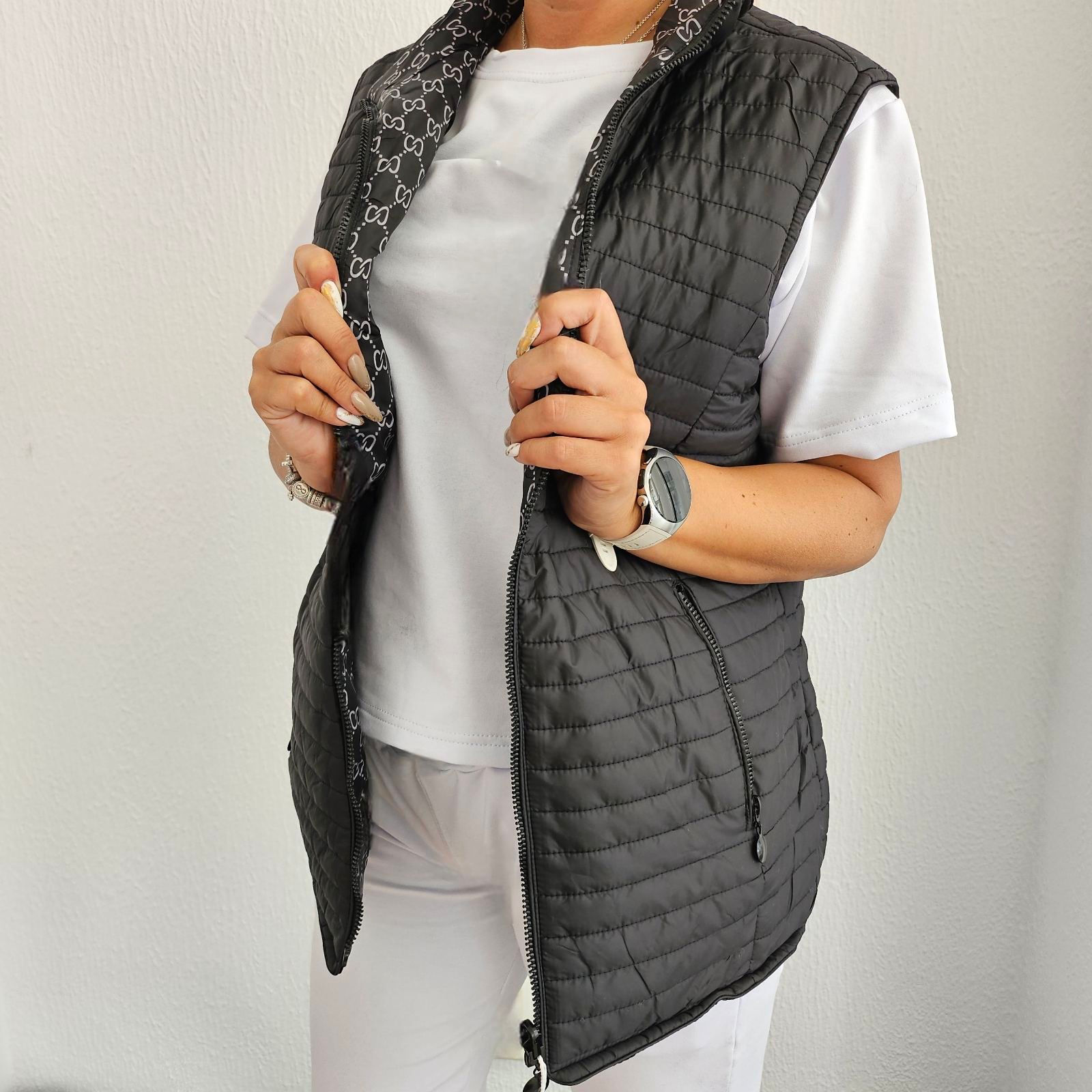 Двулицев елек черен