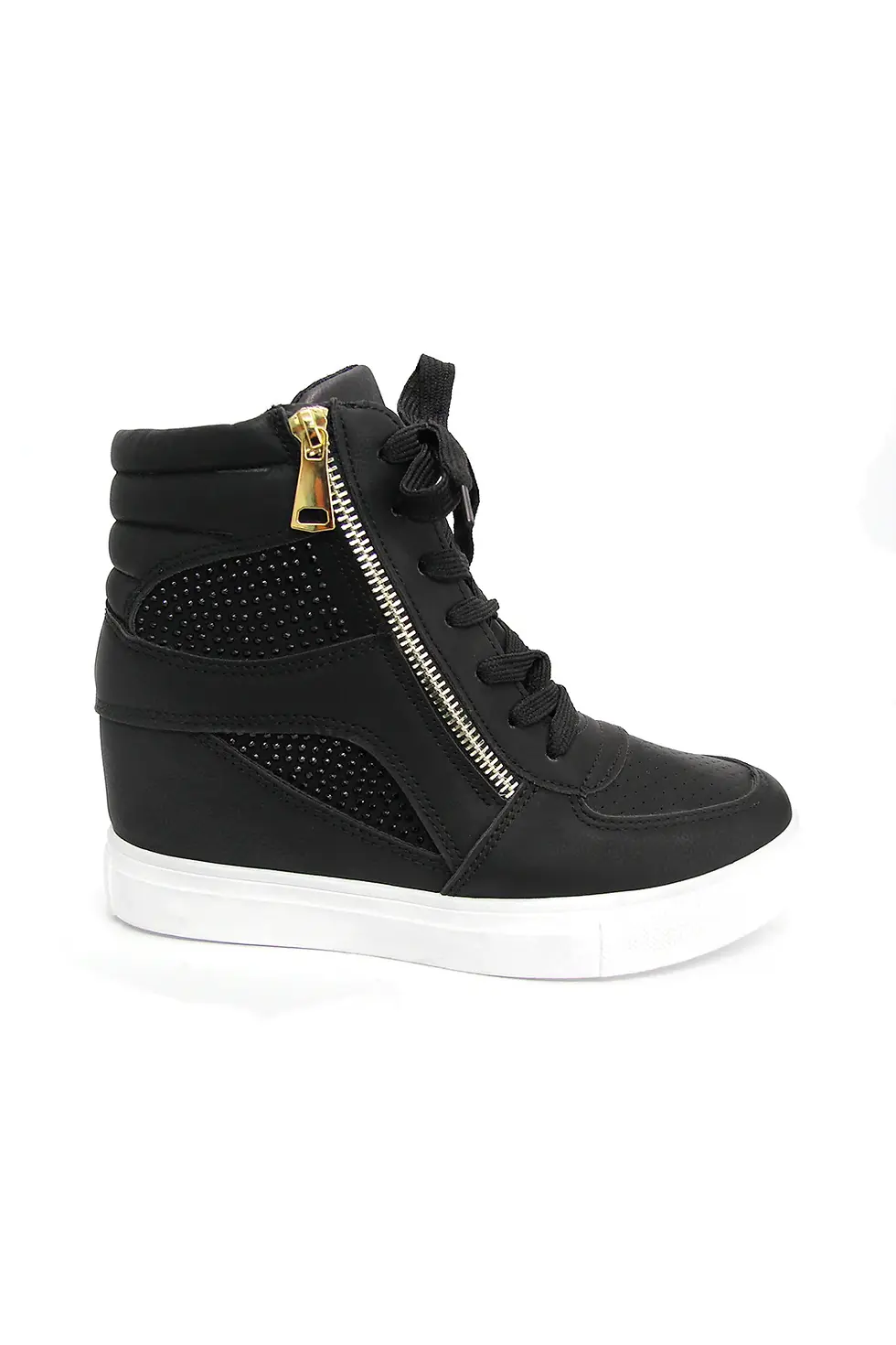 Womens Hidden Wedge Heel Lace Up Platform Trainers
