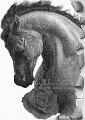 Azulejo De Cerâmica Arte do esboço do desenho do cavalo handmade