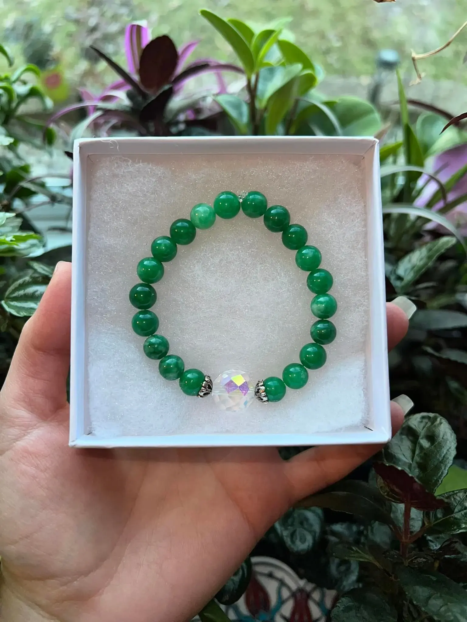 Green Dyed Jade Stretchy Bracelet