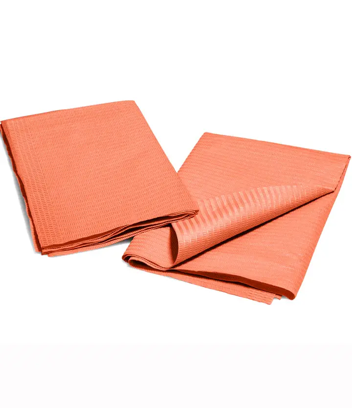 Dentist Mate Orange Patient Bibs 13" x 18" 2-Ply Paper/1-Ply Poly 500/Cs.