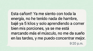 Captura de testimonio de cliente satisfecha con resultados rápidos tras protocolo naturopático