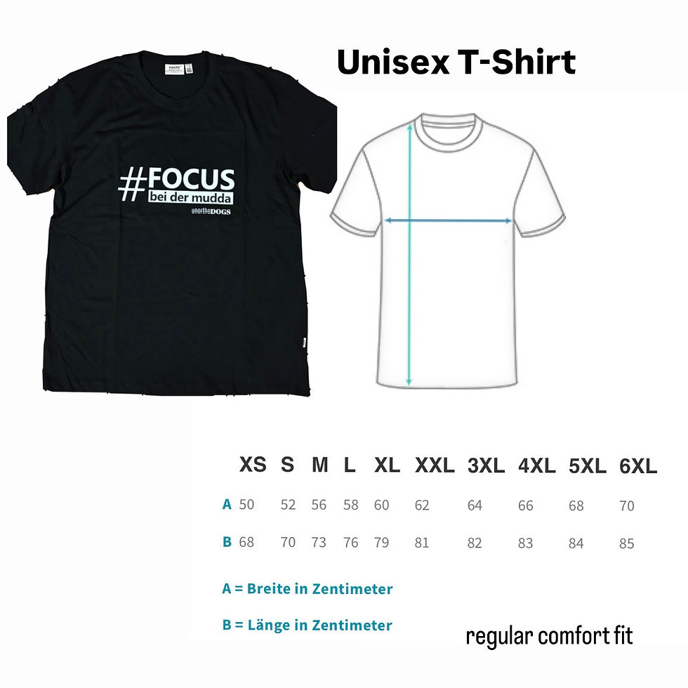 Miniaturbild: Größentabelle TShirt unisex unorthoDOGS