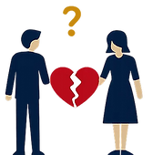 Man and women with broken heart representing contested divorce