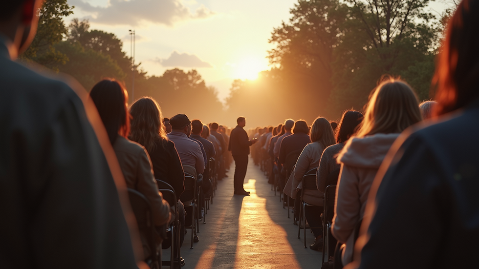 Eye-level view of a community gathering for a memorial event