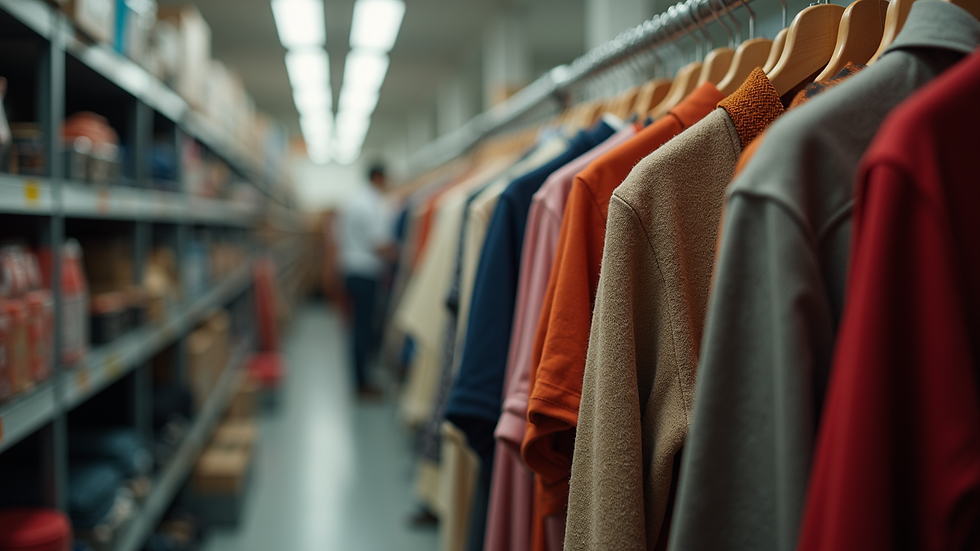 Eye-level view of small batch clothes