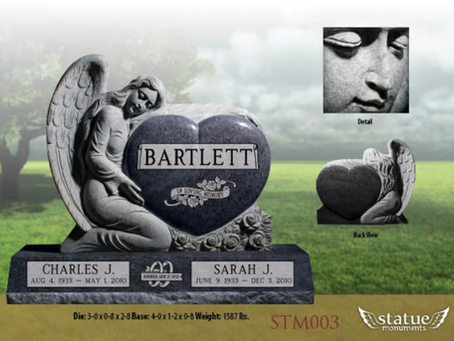 Beautiful Companion Single Angel Heart Monuments in various Colors. Put your choice on Lay-Away or try our Low-cost Financing today.