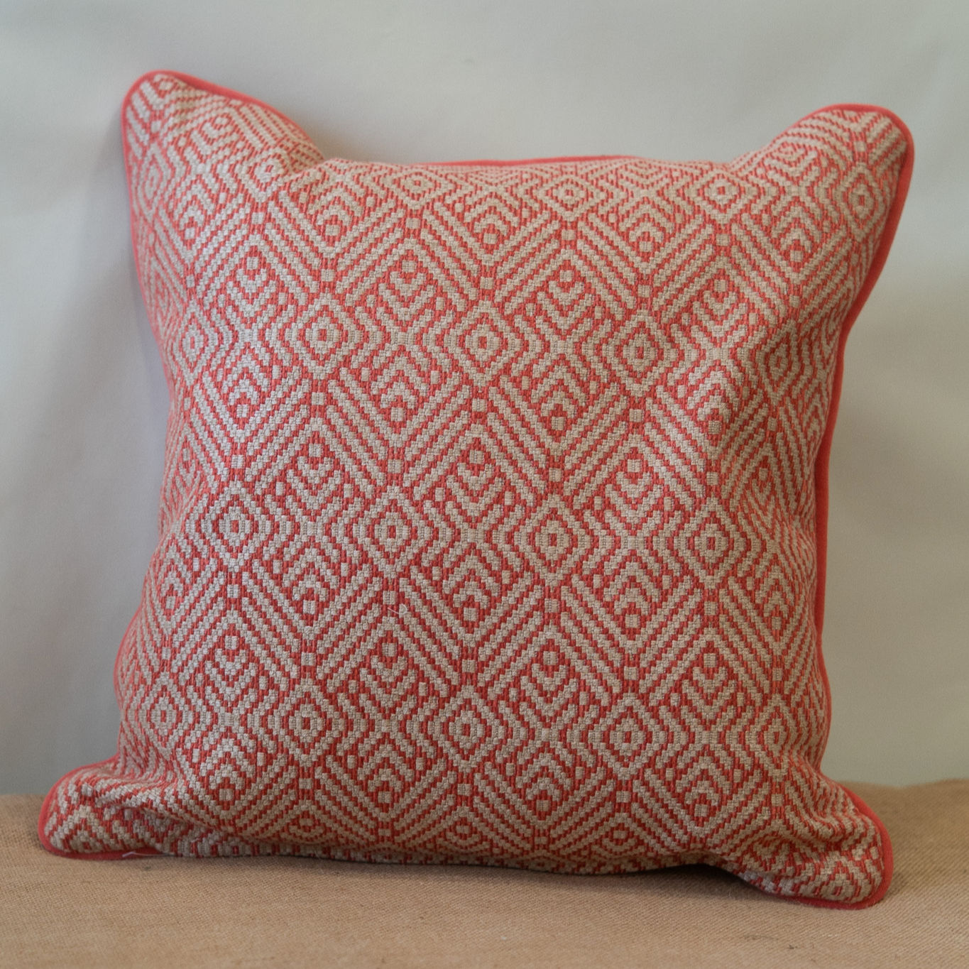 Pink Geometric Square Cushion
