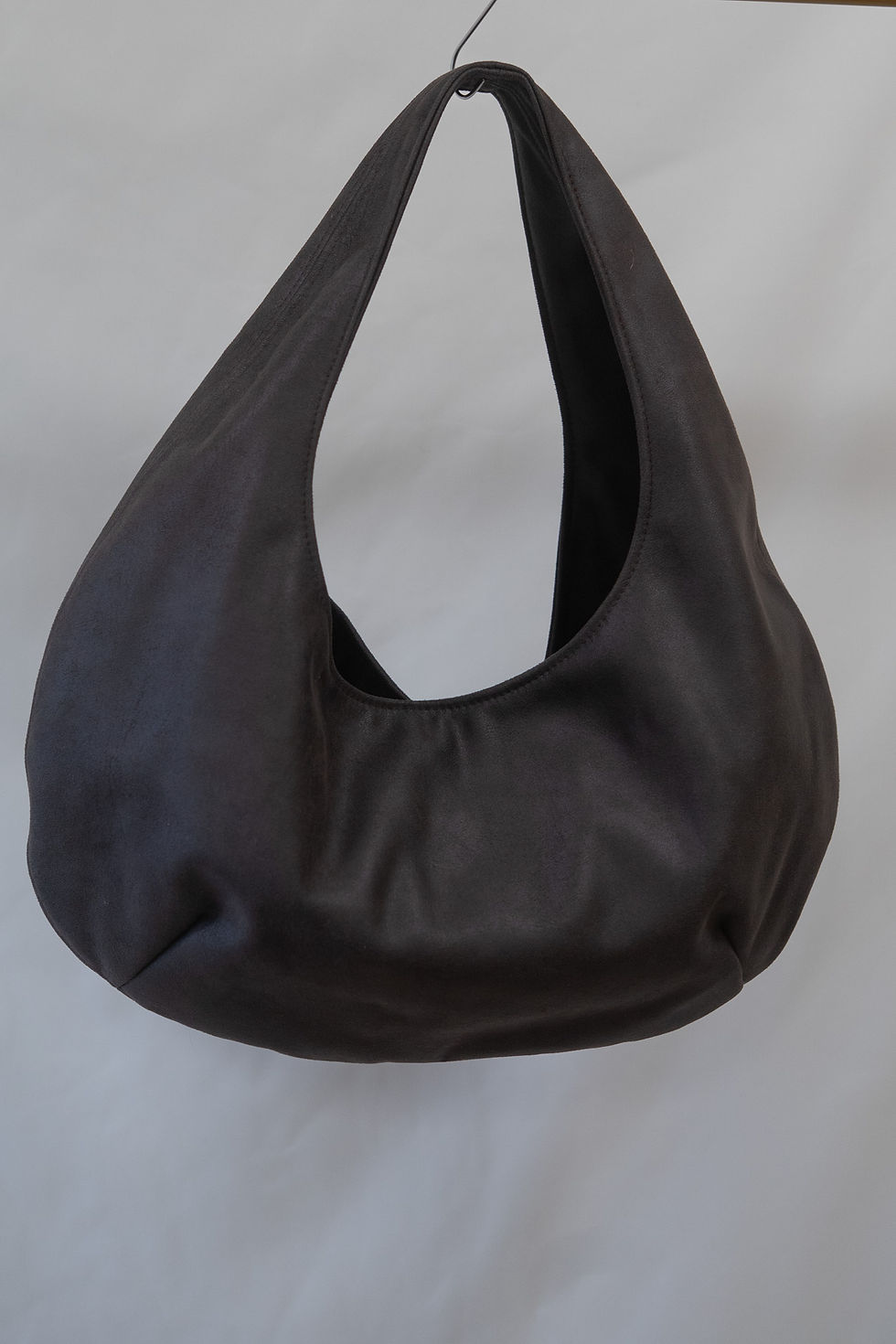Thumbnail: Brown Faux Leather Shoulder Bag - Small