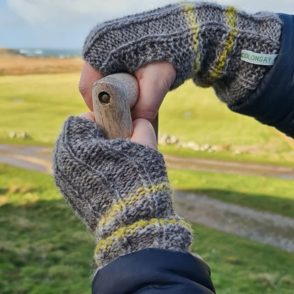 Thumbnail: KNITTING KIT for Wrist Warmers in our Drystone Wall design