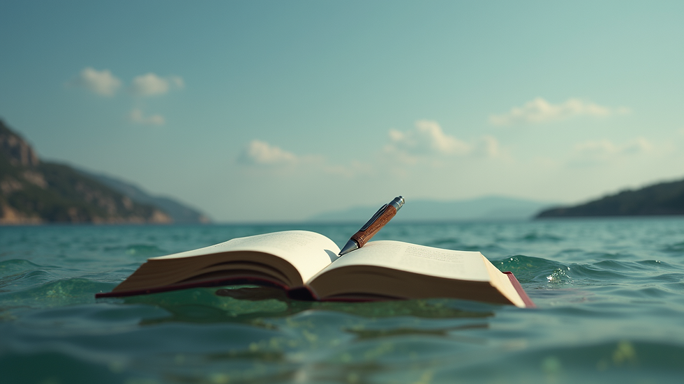 Vue en plongée d’un carnet ouvert avec un stylo, prêt pour écrire des intentions