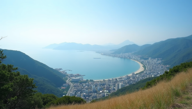 熱海の海岸を見下ろす高台からの眺め