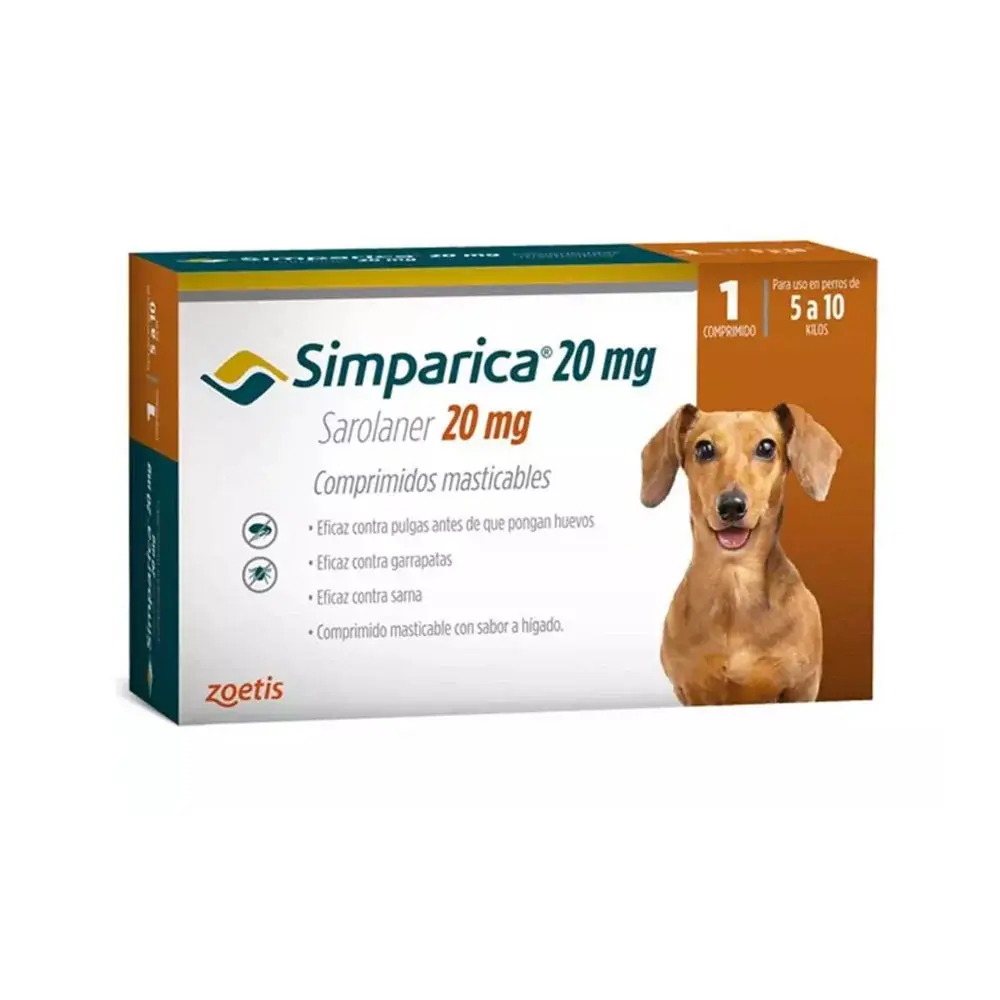 Simparica por +35 días- perros 5 a 10Kg x 1pastilla