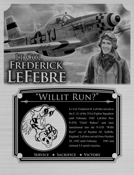 Col Lefebre P-51 8x10 Plaque