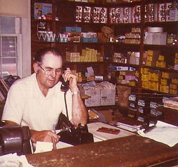 Francis Fary at the counter.(1975)